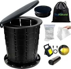 𝐓𝐡𝐚𝐍𝐚𝐭𝐮𝐫𝐚𝐥 𝐗𝐋 𝐏𝐨𝐫𝐭𝐚𝐛𝐥𝐞 𝐓𝐨𝐢𝐥𝐞𝐭 – 16'' Tall Folding Camp Potty with Lid, Lightweight Travel Toilet for Adults, Compact Seat for Camping, Hiking, Road Trips & Emergencies
