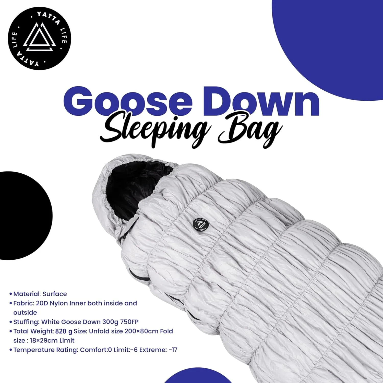 0℃ to -17℃ Goose Down Mummy Sleeping Bag for Adults&Kids | 3-4 Seasons Warm Cold Weather Lightweight, Waterproof with Compression Sack | Indoor & Outdoor, Camping, Backpacking, Camp Bedding, Hiking