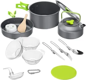 1 Set Camping Cookware Kit Camping Kettle Portable Stove Cooking Accessories for Outdoor Cooking Hunting Hiking