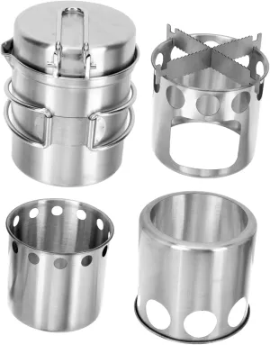 1 Set Folding Wood Stove Foldable Burning Camp Camping Hiking