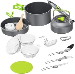 1 Set Outdoor Pot Cookware Oven Gadgets Stove Burner Camp Pans Equipment Kettles Pots Outdoors Portable Cool Accessories Grill Tools Serving Utensils Aluminum Alloy