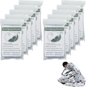 10 Pack Mylar Emergency Blanket, 55.1 x 82.6 Inch Double Sided Silver Cold Weather Insulated Blankets, Survival Gear and Supplies for First Aid, Hiking, Shelter Bags