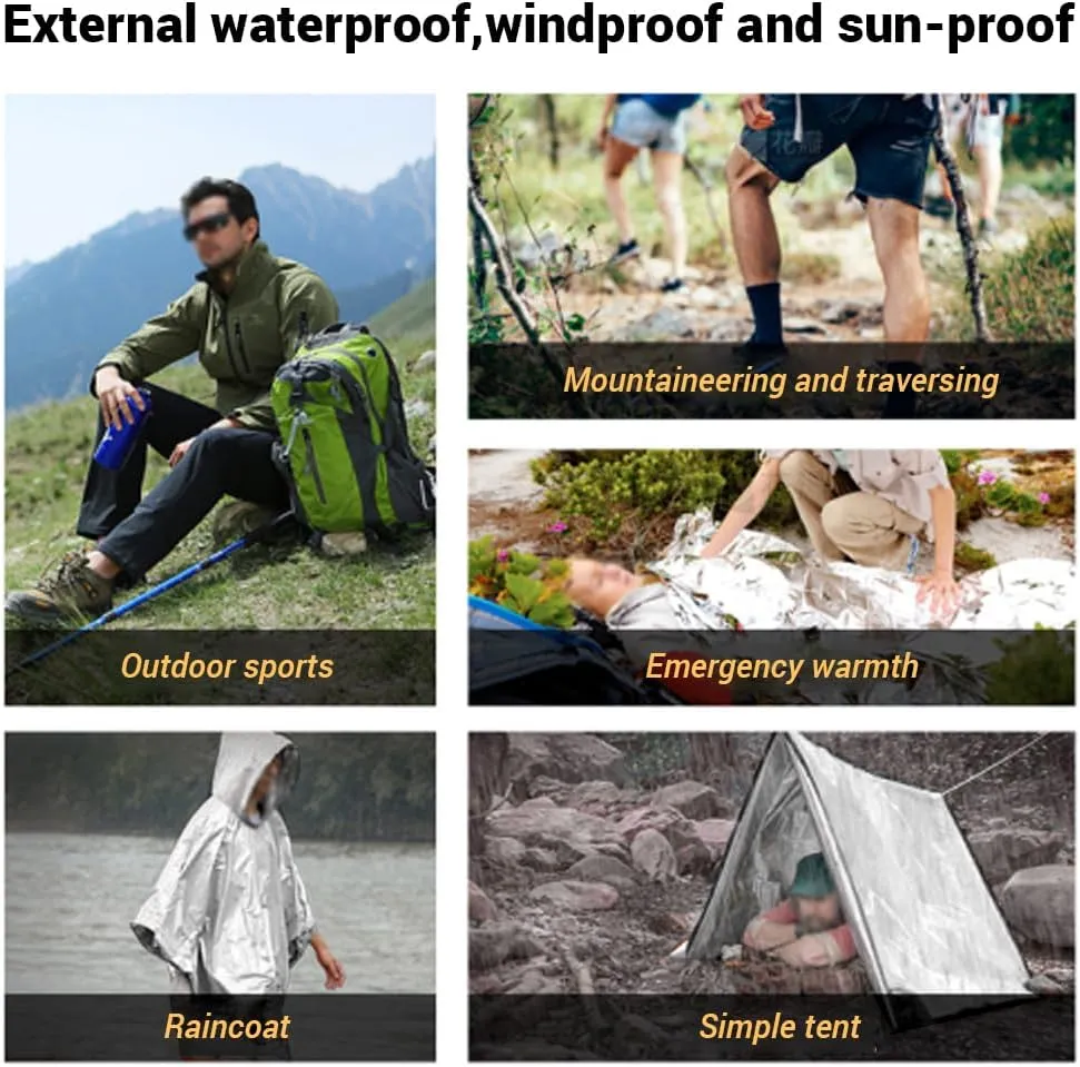 10 Pack Mylar Emergency Blanket, 55.1 x 82.6 Inch Double Sided Silver Cold Weather Insulated Blankets, Survival Gear and Supplies for First Aid, Hiking, Shelter Bags