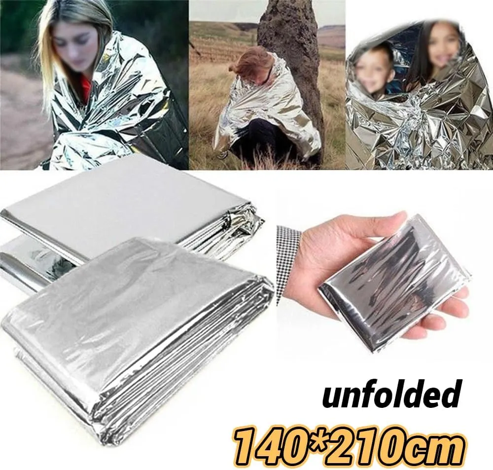 10 Pack Mylar Emergency Blanket, 55.1 x 82.6 Inch Double Sided Silver Cold Weather Insulated Blankets, Survival Gear and Supplies for First Aid, Hiking, Shelter Bags