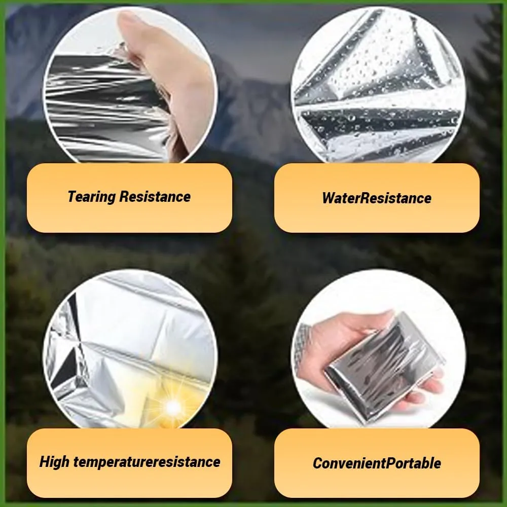 10 Pack Mylar Emergency Blanket, 55.1 x 82.6 Inch Double Sided Silver Cold Weather Insulated Blankets, Survival Gear and Supplies for First Aid, Hiking, Shelter Bags
