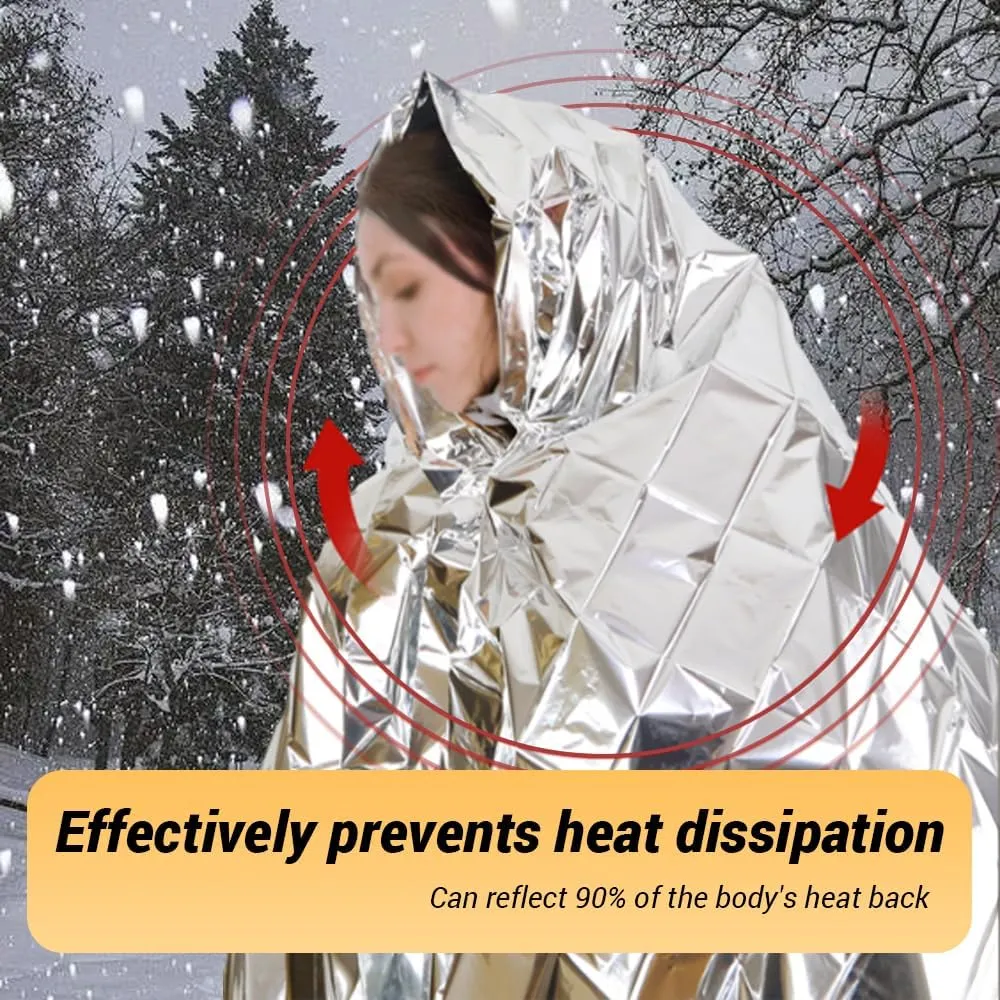 10 Pack Mylar Emergency Blanket, 55.1 x 82.6 Inch Double Sided Silver Cold Weather Insulated Blankets, Survival Gear and Supplies for First Aid, Hiking, Shelter Bags
