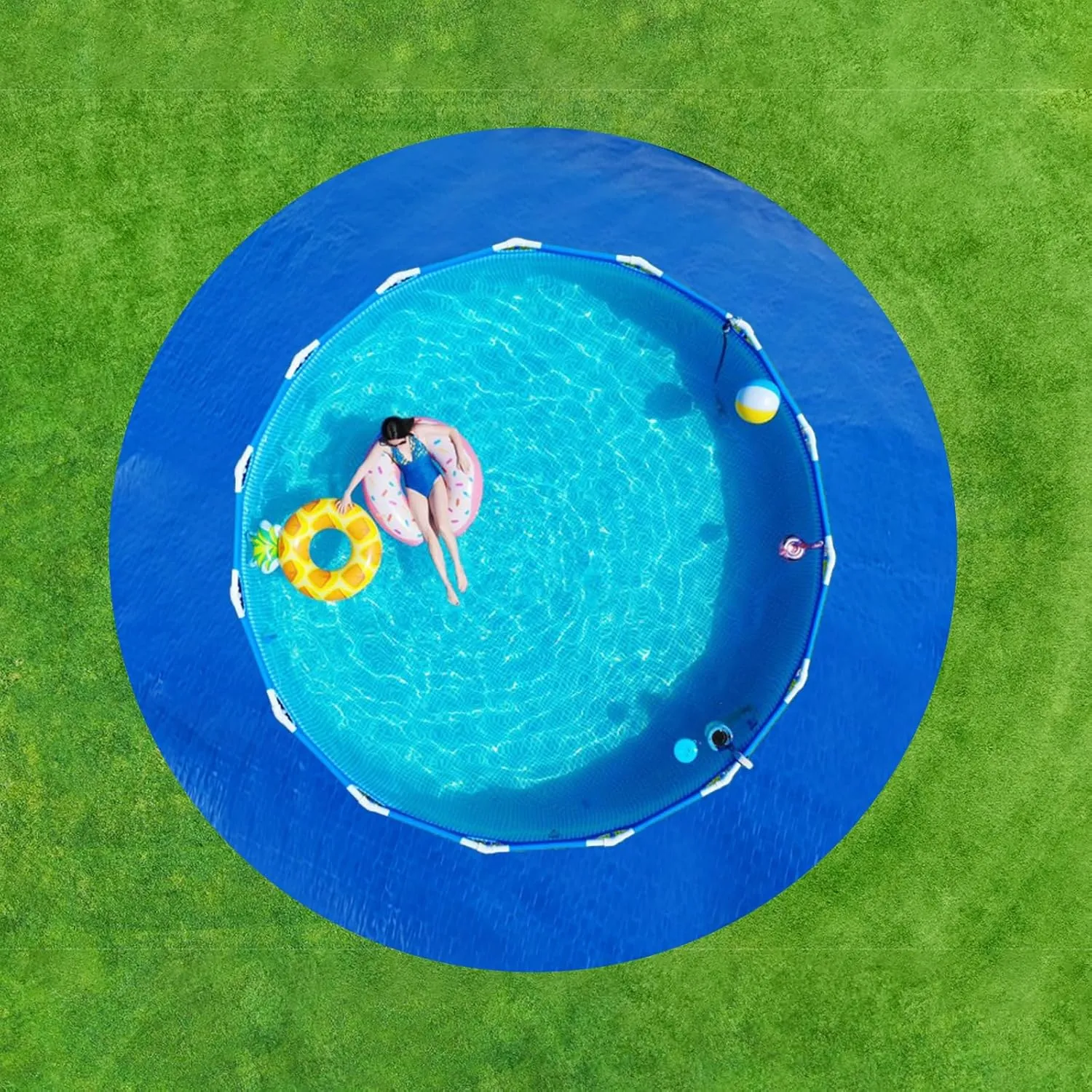 10 x 10 Ft Swimming Pool Ground Cloth, Round Swimming Pool Liner Pad Heavy Duty Pool Ground Mat Protector Pad Prevents Punctures Pool Tarp for Above Ground Swimming Pools