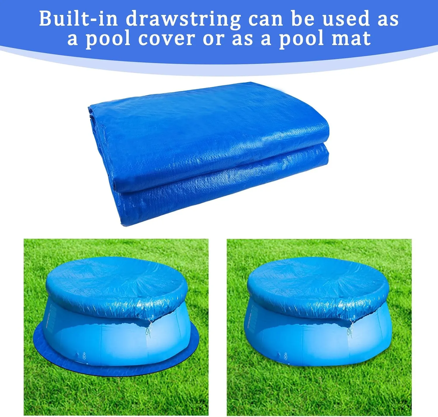 10 x 10 Ft Swimming Pool Ground Cloth, Round Swimming Pool Liner Pad Heavy Duty Pool Ground Mat Protector Pad Prevents Punctures Pool Tarp for Above Ground Swimming Pools