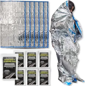 100 Pack Emergency Sleeping Bags for Survival Extreme Cold Bulk 84” x 36” Mylar Sleeping Bags for Adults Emergency, Runners, First Responders, Homeless Donation | Retains 90% Body Heat (100 Pack)