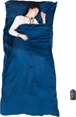 100% Silk Sleep Sack with Zippers on 3 Sides, 87”x43” Large Sleeping Liners for Hotels, Travel & Camping, Multifunctional Travel Sheets (Unzipped:87”x87”) for Adults, Lightweight, All Seasons
