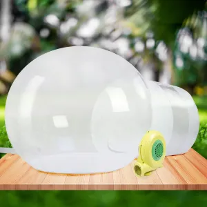 10ft Inflatable Bubble Tent House Clear Dome,PVC Transparent Tarpaulin with 300W Quiet Air Blower Bubble Balloon House for Backyard Stargazing All-Weather Campsite 6.5FT Tunnel