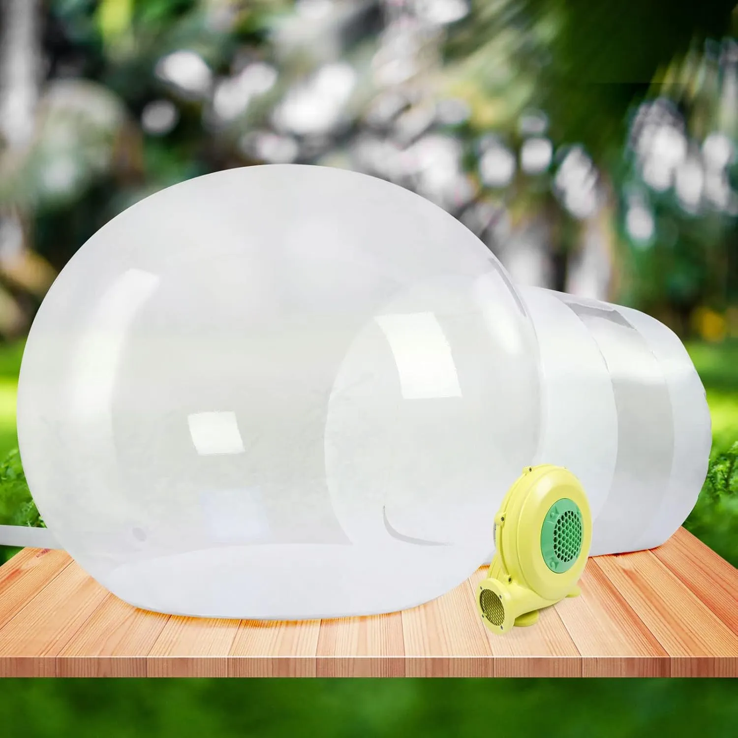 10ft Inflatable Bubble Tent House Clear Dome,PVC Transparent Tarpaulin with 300W Quiet Air Blower Bubble Balloon House for Backyard Stargazing All-Weather Campsite 6.5FT Tunnel
