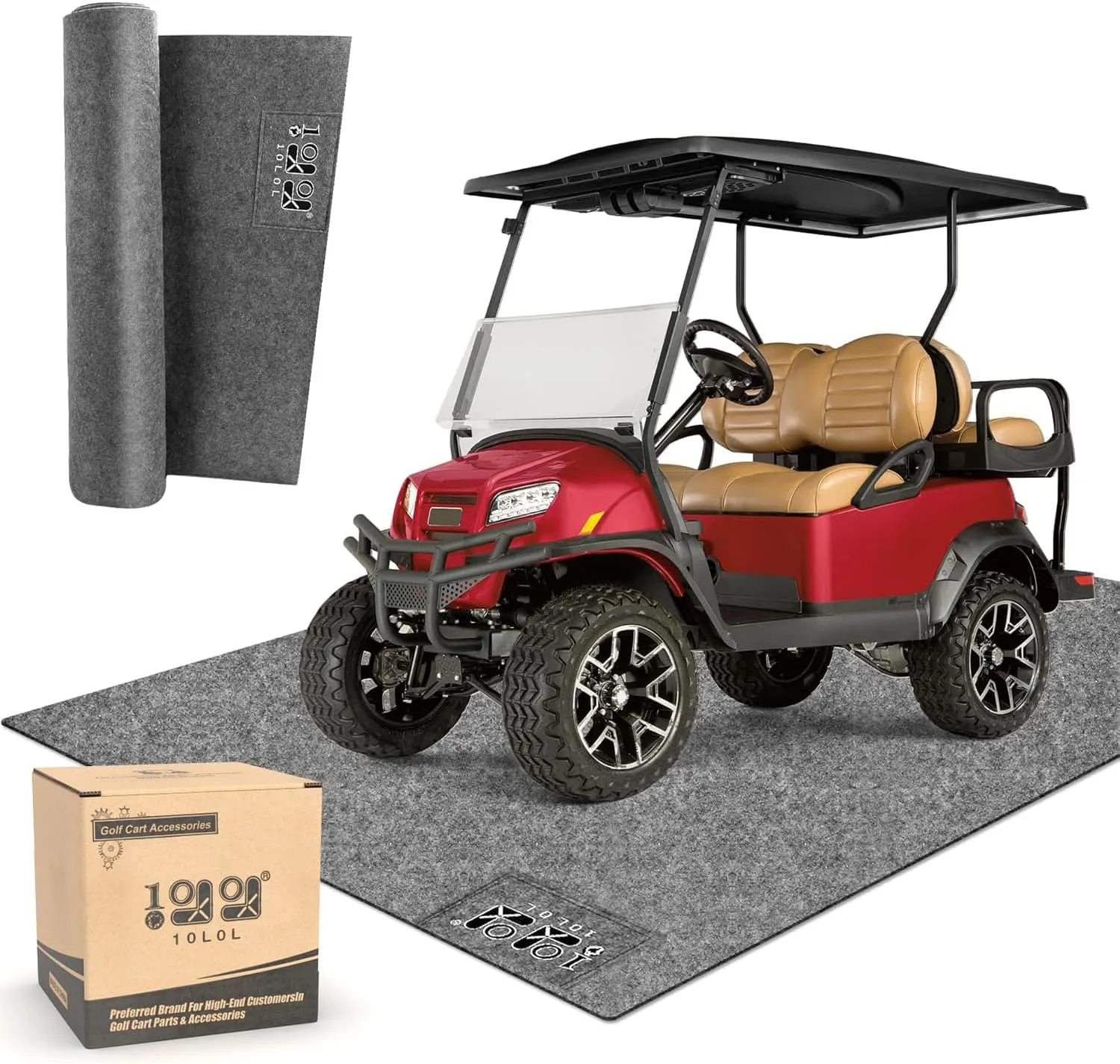 10L0L Golf Cart Premium Garage Floor Mat-Waterproof Anti-Slip Thickened Mat for Golf Cart Motorcycle Mower ATV UTV Parking Mat-106in x 59in