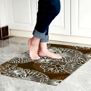 1/10 Inch Ultra Thin 24"×35" Large Front Door Mat Indoor Entrance Inside Non Slip, Waterproof Rubber Kitchen Mat and Interior Home Washable Door Mat, Coffee Brown