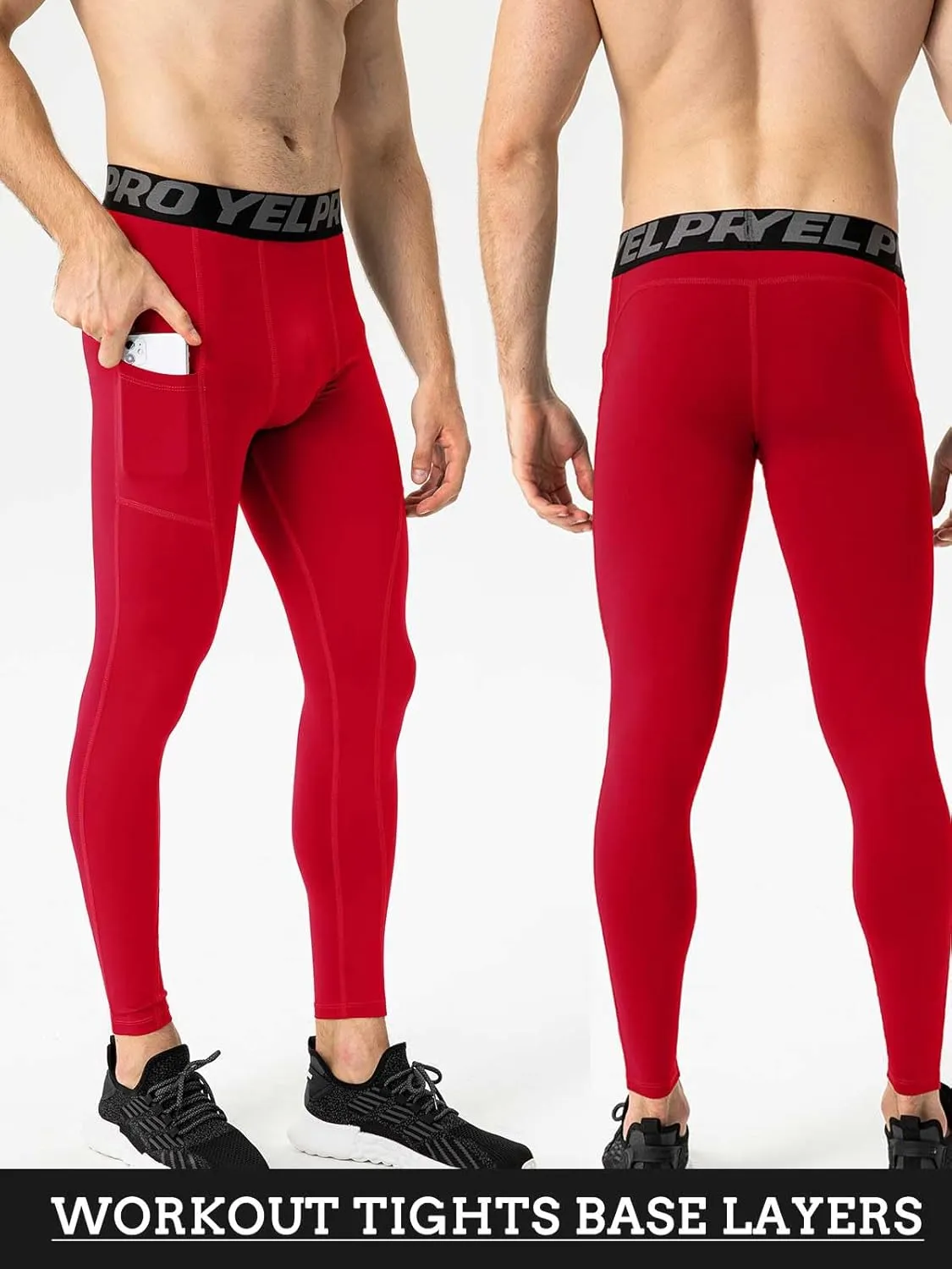 1/3 Pack Mens Compression Pants Running Tights Athletic Sports Baselayer Pockets Basketball Active Tights