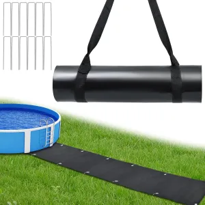 13Ft x 19.7inch Pool Floor Protector Pathway Mat Prepunched Hole Above Ground Pools Walkway Mat Absorb Water Upgraded Non Slip Backing Spa Pad with Storage Strap Ground Stakes for Deck Hot Tubs Lawns