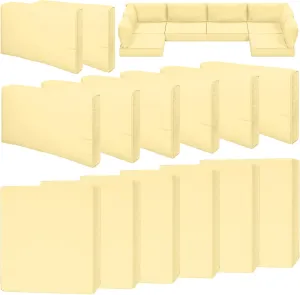 14 Piece Outdoor Patio Waterproof Cushion Covers, Fits 6-Seat Wicker Rattan Sectional Couch Chair Furniture Cover Replacement Set - Fade-Resistant Patio Cushion Covers with Zipper
