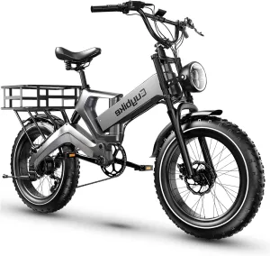 1500W Peak Electric Bike for Adults, 48V 25AH Removable Battery, 30 MPH, 80-100Miles Long Range Foldable Electric Bike, 20"x4.0" Fat Tire, Magnesium Alloy All Terrain Ebike, Hydraulic Disc Brake