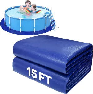 15FT Round Pool Ground Cloths for Above Ground Pools 165g/㎡ Density Anti-Puncture Pool Liner Pad Waterproof Pool Ground Mat Protector for Swimming Pool Bottom Extend Liner Life