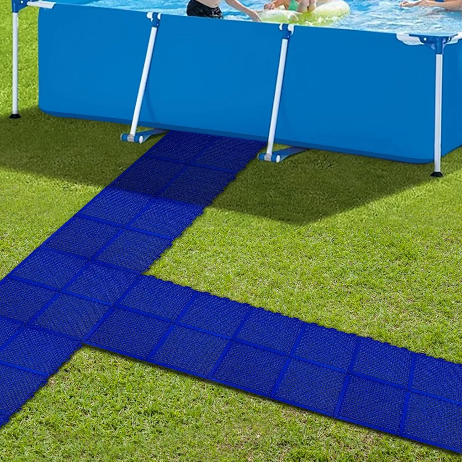 16Pcs Pool Floor Protector Mat - 10” x 10” Non-Slip Waterproof Cushion Floor Tile Drain Mat, Durable Spa Pool Accessories, Above Ground Pools Pathways Walkways Balcony for Protecting Pools Spas Lawns