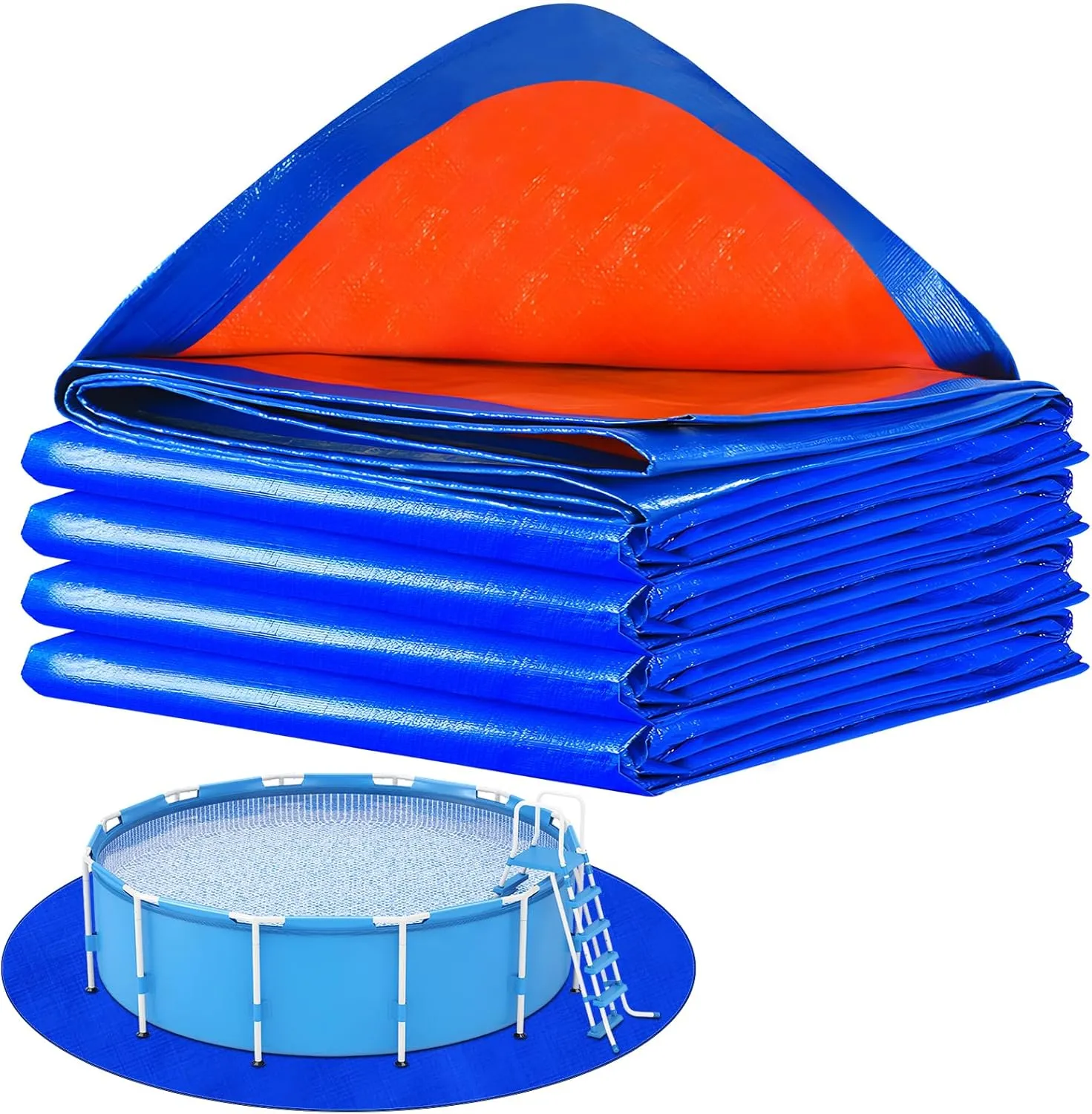 18 FT 5.32oz/yd² Swimming Pool Ground Cloth,Round Pool Liner Pad for Above Ground Swimming Pools,Heavy Duty Pool Ground Mat Protector to Prevent Puncture Pools Tarp