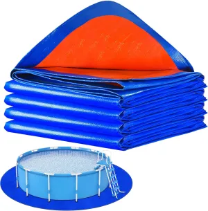 18 FT 5.32oz/yd² Swimming Pool Ground Cloth,Round Pool Liner Pad for Above Ground Swimming Pools,Heavy Duty Pool Ground Mat Protector to Prevent Puncture Pools Tarp
