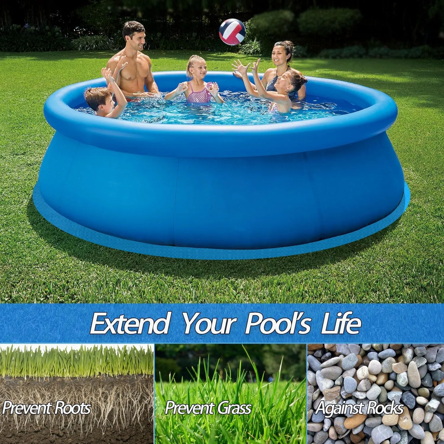 18 FT Round Pool Liner Pad for Above Ground Swimming Pool, Outdoor Pool Mat for Above Ground Pool Pad, Under Pool Floor Liner Underlayment Pad, Prevents Punctures Pool Mat Protector Tarp (18 FT)