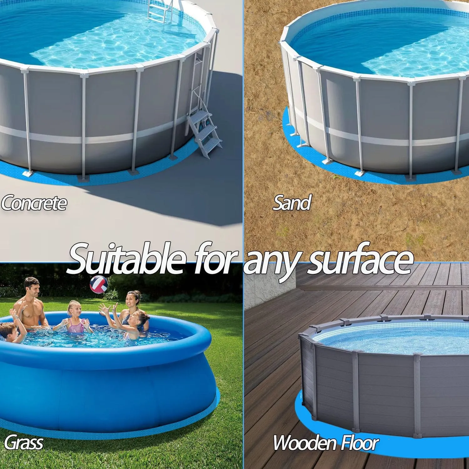 18 FT Round Pool Liner Pad for Above Ground Swimming Pool, Outdoor Pool Mat for Above Ground Pool Pad, Under Pool Floor Liner Underlayment Pad, Prevents Punctures Pool Mat Protector Tarp (18 FT)