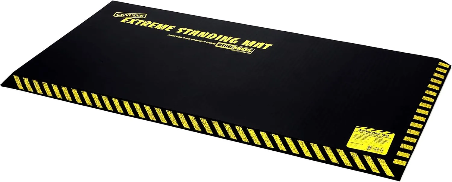 18” x 36” Black 1” Thick | Anti Fatigue Mats for Standing | Industrial Antifatigue Mat with Safety Stripes | Anti Fatigue Mat for Work & Workplace