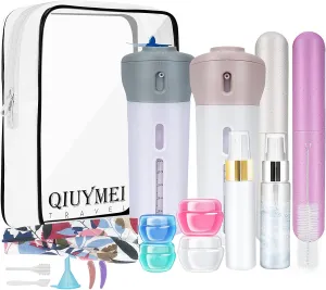 19 Pack Travel Bottles Set, Leak Proof Travel Accessories, Refillable Travel Size Toiletries Containers for Shampoo,Sanitizer,Lotions, Skin Care, Makeup Products with TSA Quart Bag