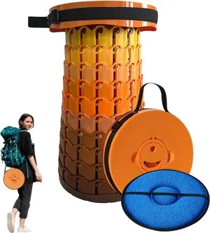 19.7” Heavy Duty Collapsible Stool with Cushion - Portable, Foldable Camping Stool for Adults, Max Capacity 1000lbs