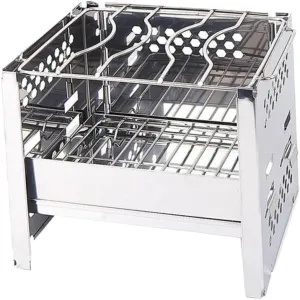 1pc Mini Portable BBQ Grill Square Stainless Steel Burning Stove for Outdoor Camping Stove Camping Accessory