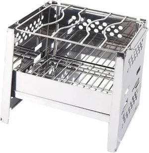 1pc Mini Stainless Steel Burning Stove Portable Outdoor Cooking Grill for Camping Picnics and Bbqs Efficient Airflow Design Silver