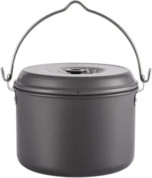 1Pc Outdoor Cooking Pot with Folding Handle Lightweight Camping Pot for People for Hiking Backpacking and Picnics Durable Design with Riveted Ears