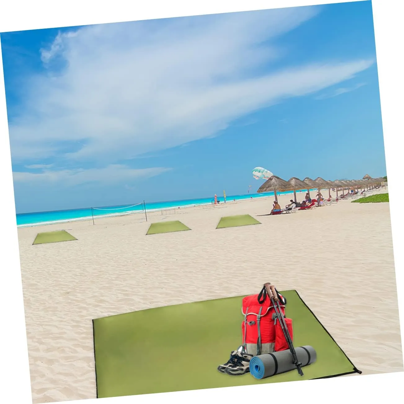 1pc Oxford Cloth Mat Portable Outdoor Blanket for Beach Camping Hiking and Picnics Uv and Multi-Functional Ground Mat Army Green