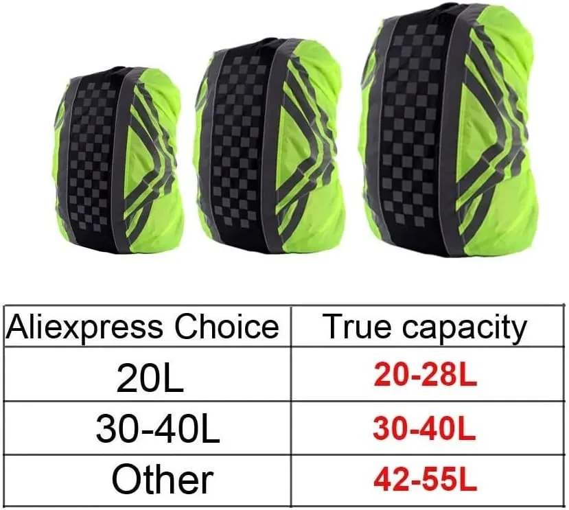 1Pcs Outdoor Waterproof Cover Cycling Hiking Climbing Backpack Cover Rain Cover Night Reflective Strip Dust Cover Unisex