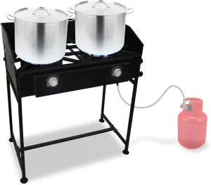 2 burner propane stove outdoor Gas stove - 1,50,000 High btu Propane Burner Camping stove W/Detachable legs & Wind Panel Double burner Propane Stove outdoor - W/CSA-approved 0-20 PSI regulator & hose.