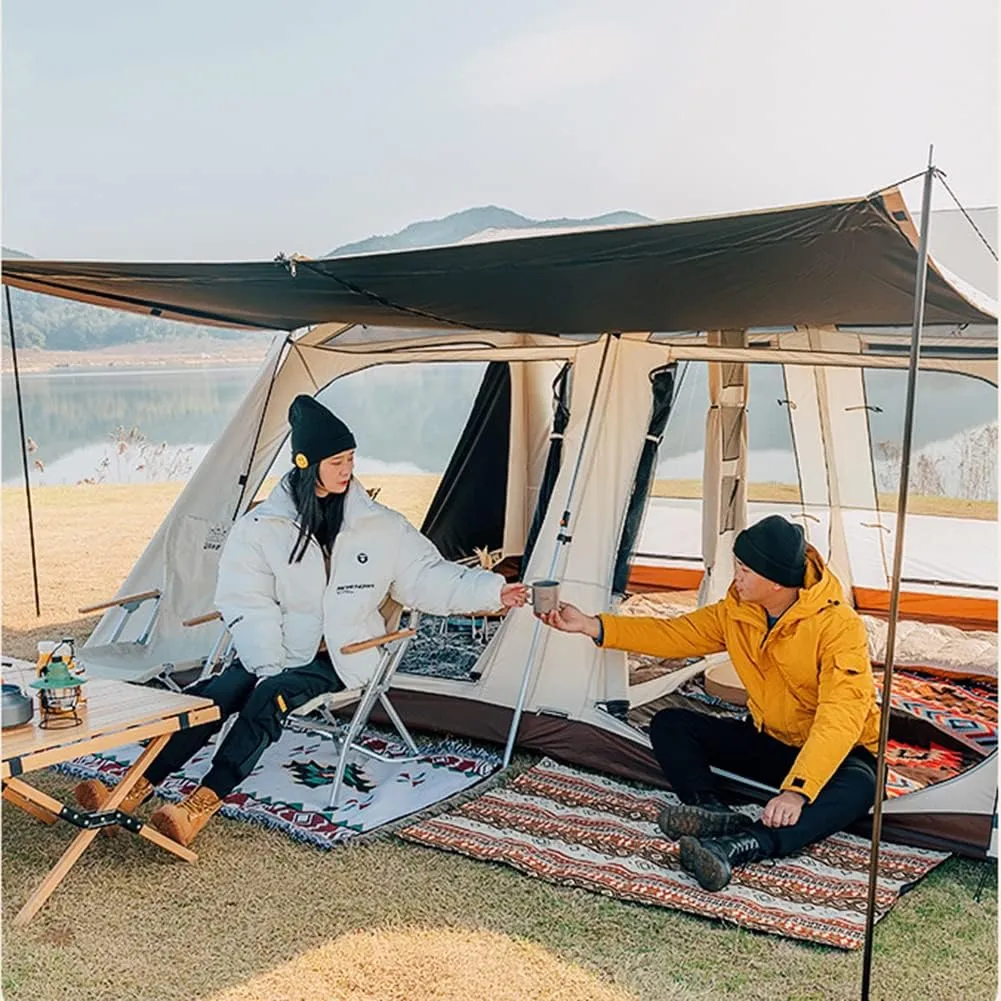 2-Layer Camping Tent with Removable Waterproof Rain Fly Ventilated Cabin Tent with Carrying Bag for Outdoor,Picnic,Camping,Family,Friends Gathering (W