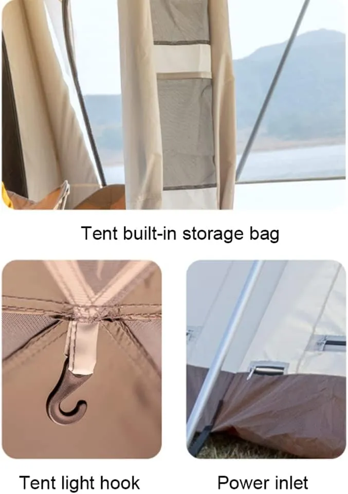2-Layer Camping Tent with Removable Waterproof Rain Fly Ventilated Cabin Tent with Carrying Bag for Outdoor,Picnic,Camping,Family,Friends Gathering (W