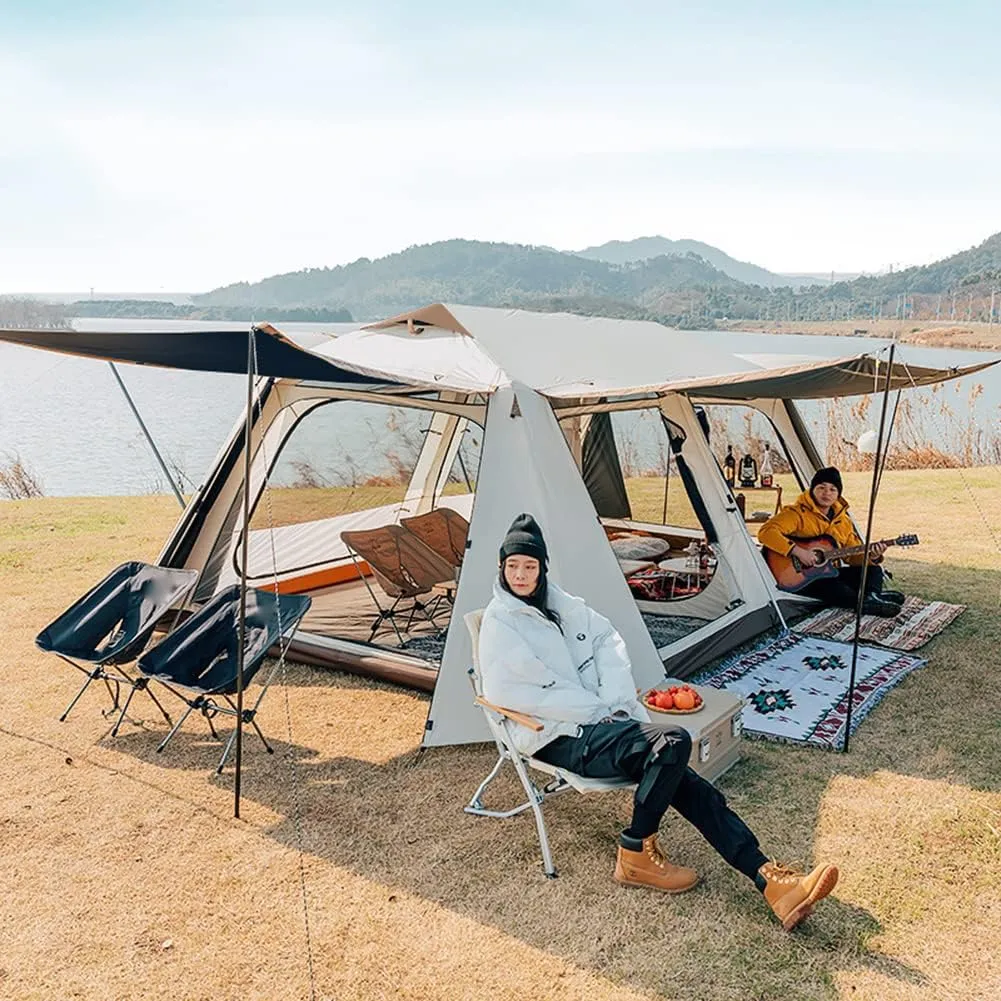 2-Layer Camping Tent with Removable Waterproof Rain Fly Ventilated Cabin Tent with Carrying Bag for Outdoor,Picnic,Camping,Family,Friends Gathering (W
