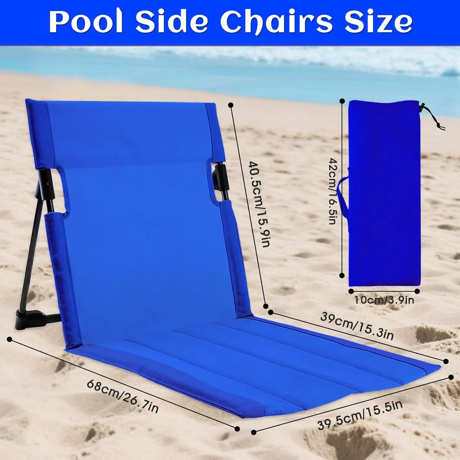 2 Pack Foldable Pool Side Chairs, Poolside Chairs for Edge of Pool Portable Camping Folding Chair,Beach Chair with Backrest for Pools and Camping Beach (Blue)