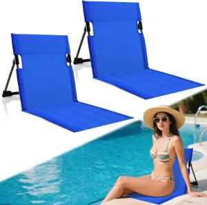 2 Pack Foldable Pool Side Chairs, Poolside Chairs for Edge of Pool Portable Camping Folding Chair,Beach Chair with Backrest for Pools and Camping Beach (Blue)