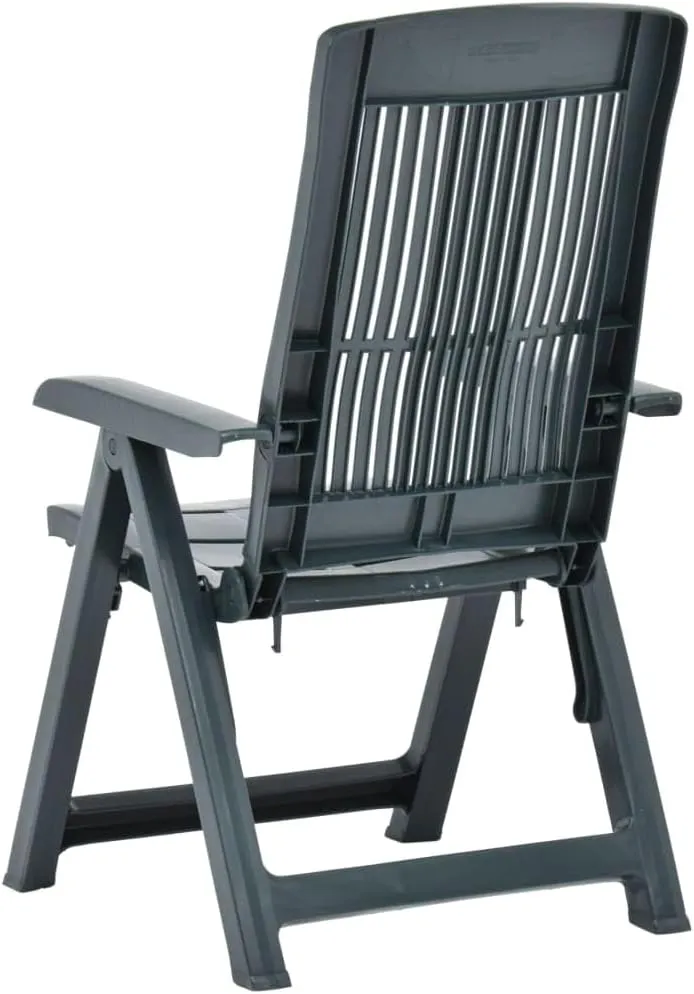 2 Pack Patio Reclining Chairs Green Plastic Adjustable Backrest Foldable Outdoor Lounge Chairs for Poolside Sunbathing Lawn Backyard Relaxation
