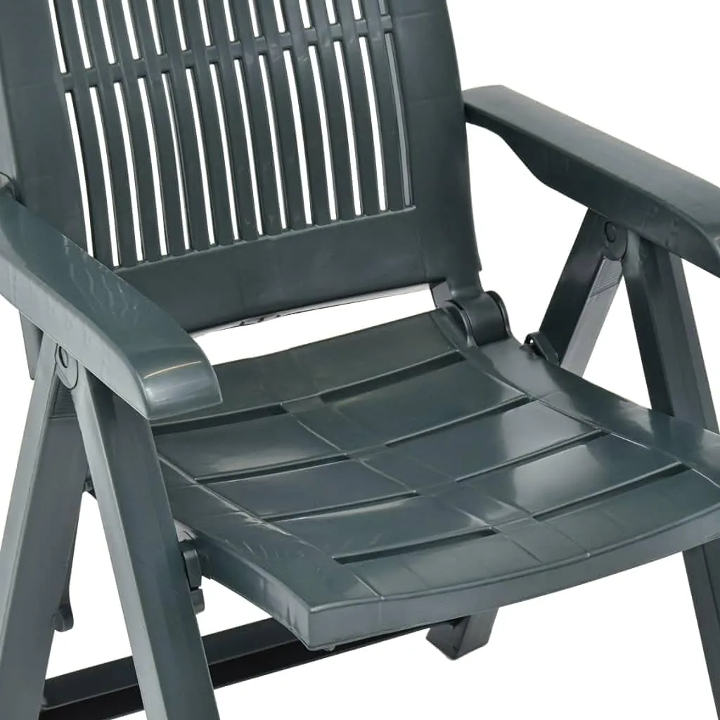 2 Pack Patio Reclining Chairs Green Plastic Adjustable Backrest Foldable Outdoor Lounge Chairs for Poolside Sunbathing Lawn Backyard Relaxation