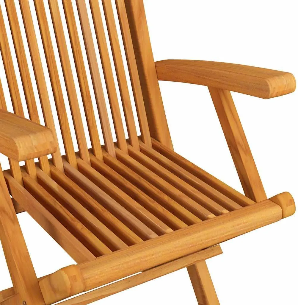 2 Pcs Foldable Patio Chairs with Gray Cushions Solid Teak Wood Outdoor Seating for Garden Terrace Deck Backyard