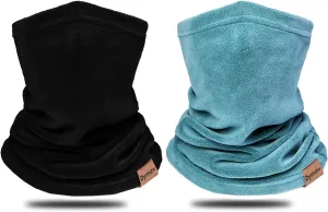 2 PCS Kids Neck Warmer Gaiter Winter Fleece Neck Cover Balaclava Windproof Face Cover Mask for Ski Motorcycle