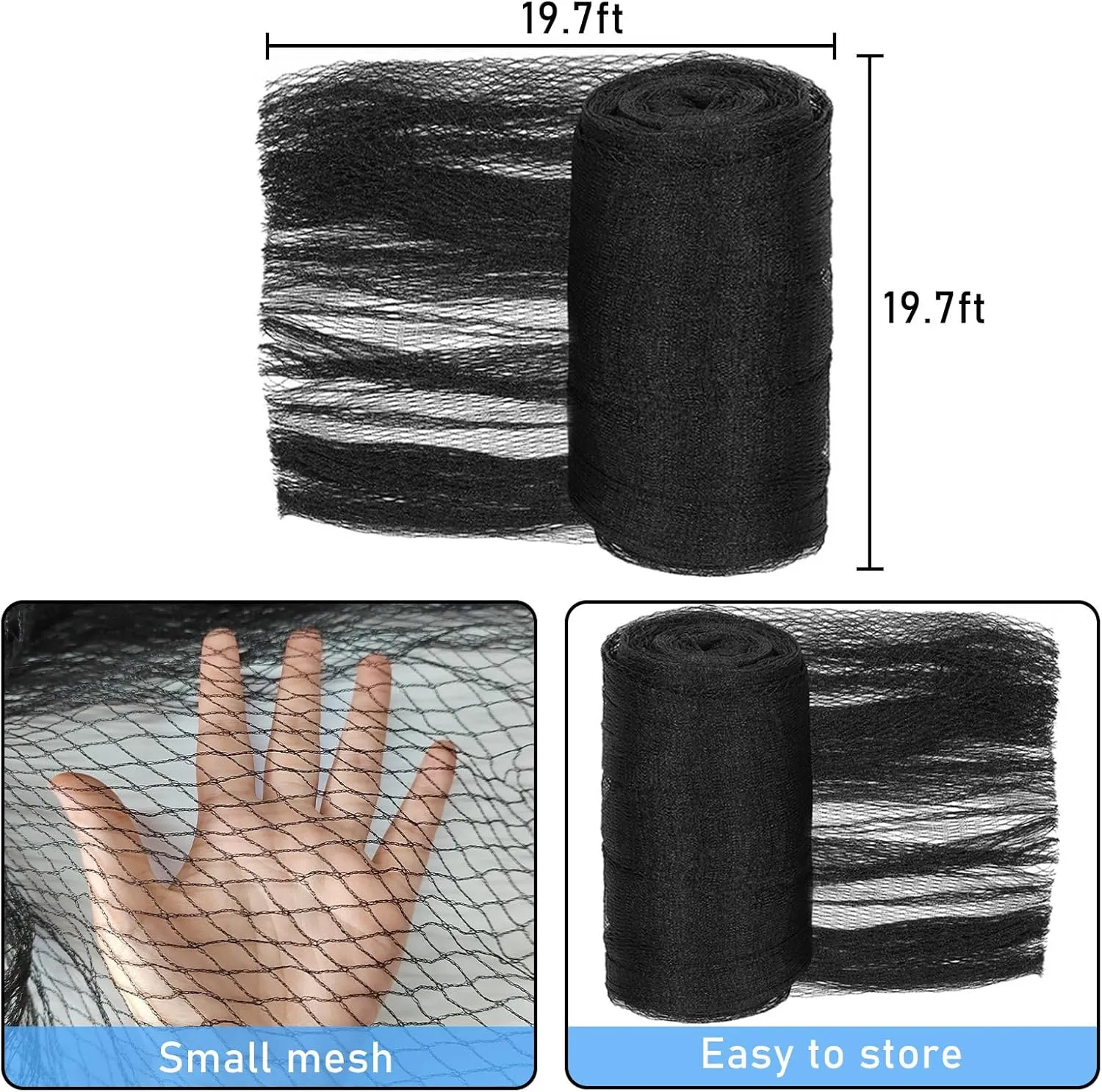 20 Feet Round Leaf Net Cover for Above Ground Pool, Winter Cover Mesh Cover with 12 Pcs Large Metal Clips，Pool Safety Net Fits 18FT Above Ground Pools, Keeps Leaves Out of Your Pool