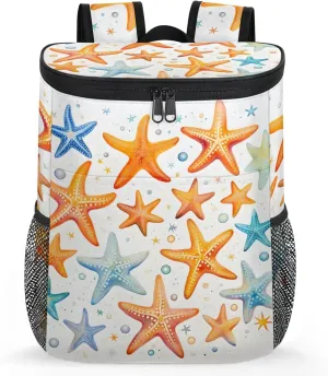 20-Hour Insulated Backpack Cooler Waves Abstract Leakproof Cooler Bag Portable Cooler Backpack