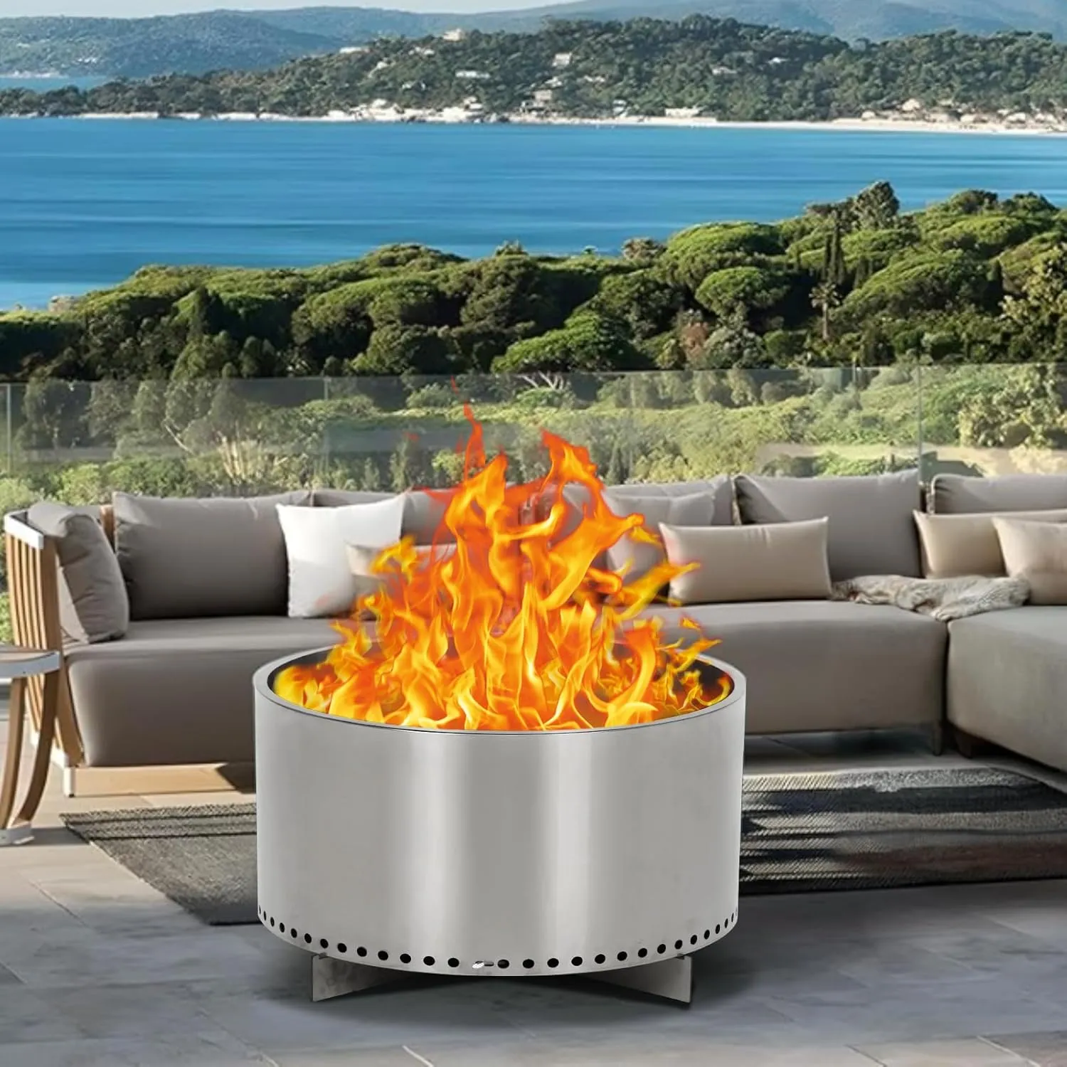20.5" Smokeless Fire Pit with Air Switch, Wood Burning Portable Stainless Steel Outdoor Firepit with Stand and Ash Pan,Ideal for Camping for Backyard Patio and Picnic H: 11.5 in, 18.7 lbs