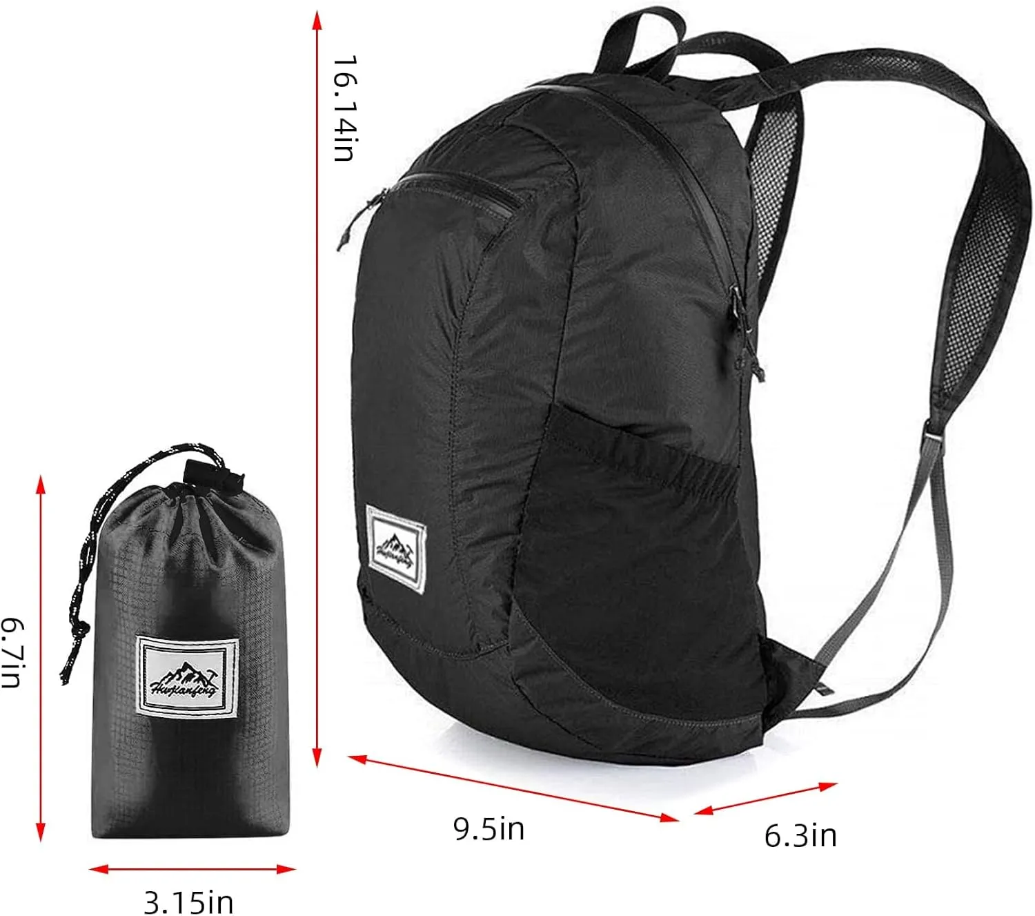 20L Foldable Backpack,Waterproof Packable Ultra Lightweight Hiking Backpack,For Men Women Travel Camping Outdoor Backpack-Black